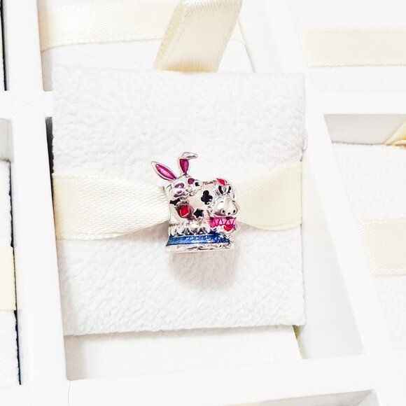 925 Sterling Silver Alice In Wonderland White Rabbit Hat Charm Fits Pandora - Picture 1 of 10